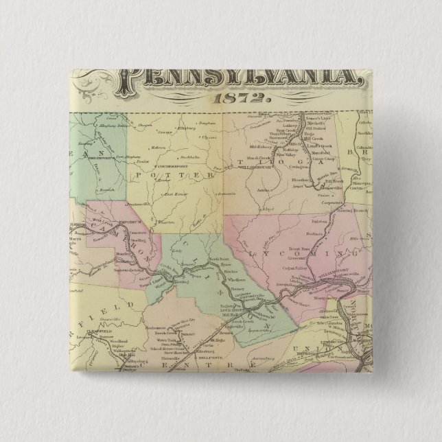 Bóton Quadrado 5.08cm Mapa ferroviário da Penn (Frente)