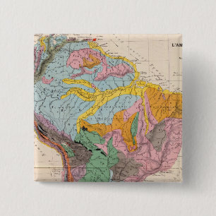 Bóton Quadrado 5.08cm Mapa físico da América do Sul