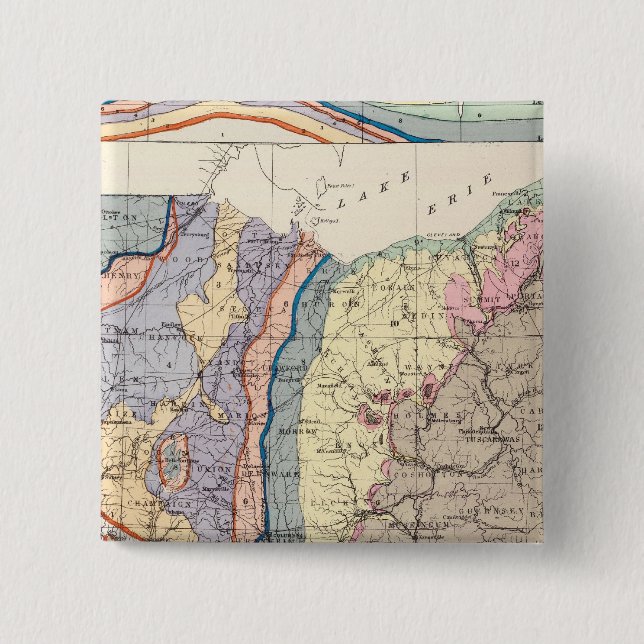 Bóton Quadrado 5.08cm Mapa geológico de Ohio (Frente)