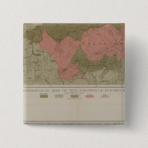 Bóton Quadrado 5.08cm Mapa Geológico do Distrito de Knoxville