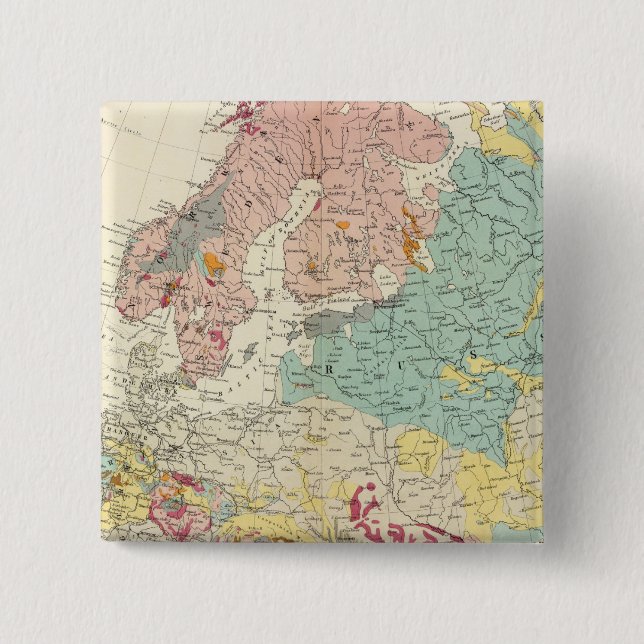 Bóton Quadrado 5.08cm Mapa geológico Europa (Frente)