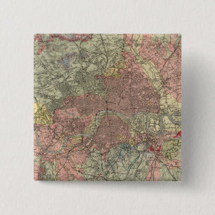 Bóton Quadrado 5.08cm Mapa geológico Londres