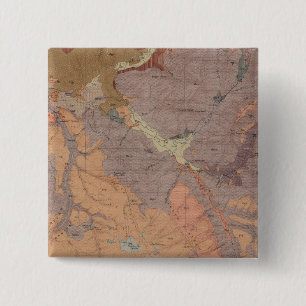 Bóton Quadrado 5.08cm Mapa Geológico, Parte Nacional do Yellowstone, Wy