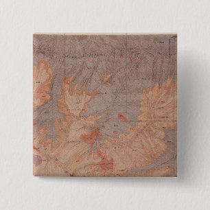 Bóton Quadrado 5.08cm Mapa Geológico, Parte Nacional do Yellowstone, Wy