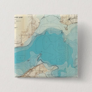Bóton Quadrado 5.08cm Mapa hidrográfico Lago Mendota