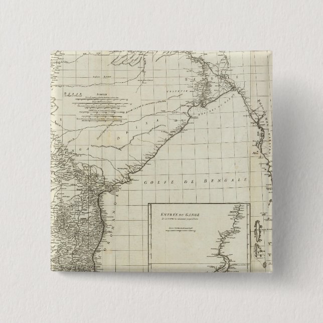 Bóton Quadrado 5.08cm Mapa indiano (Frente)