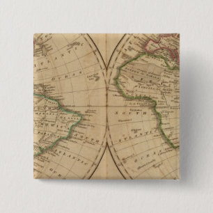 Bóton Quadrado 5.08cm Mapa Mundial 7