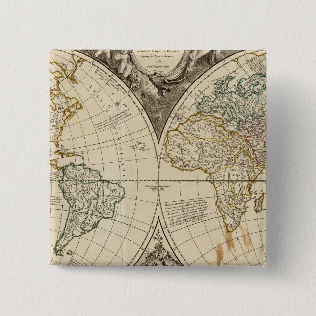 Bóton Quadrado 5.08cm Mapa Mundial 8 (Frente)