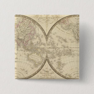 Bóton Quadrado 5.08cm Mapa Mundial do Atlas