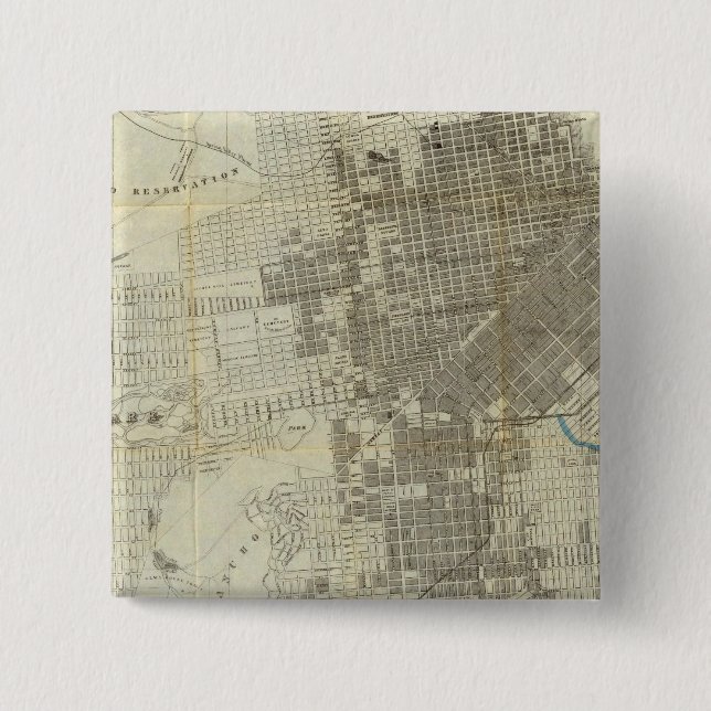 Bóton Quadrado 5.08cm Mapa oficial da cidade de São Francisco de Bancrof (Frente)