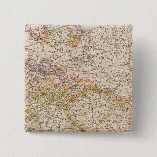 Bóton Quadrado 5.08cm Mapa político da Alemanha (Frente)