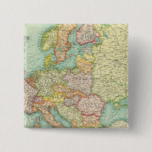 Bóton Quadrado 5.08cm Mapa político da Europa