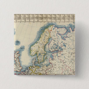 Bóton Quadrado 5.08cm Mapa Político Militar da Europa