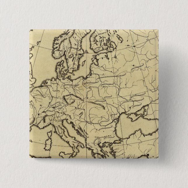Bóton Quadrado 5.08cm Mapa-quadro da Europa (Frente)