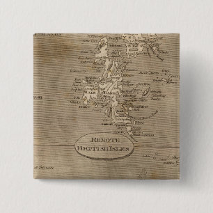Bóton Quadrado 5.08cm Mapa remoto das ilhas britânicas por Arrowsmith