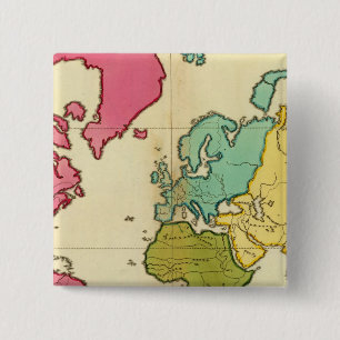 Bóton Quadrado 5.08cm Mapa simples do mundo