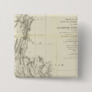 Bóton Quadrado 5.08cm Mapa topográfico de Nevada e Arizonas