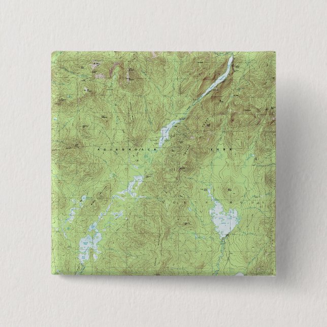 Bóton Quadrado 5.08cm Mapa Topográfico do Monte Marcy - Parque Adirondac (Frente)