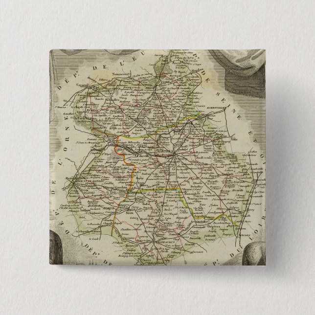 Bóton Quadrado 5.08cm Mapas de ilustração (Frente)