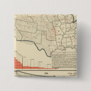 Bóton Quadrado 5.08cm Mapas litográficos de duas cores dos Estados Unid