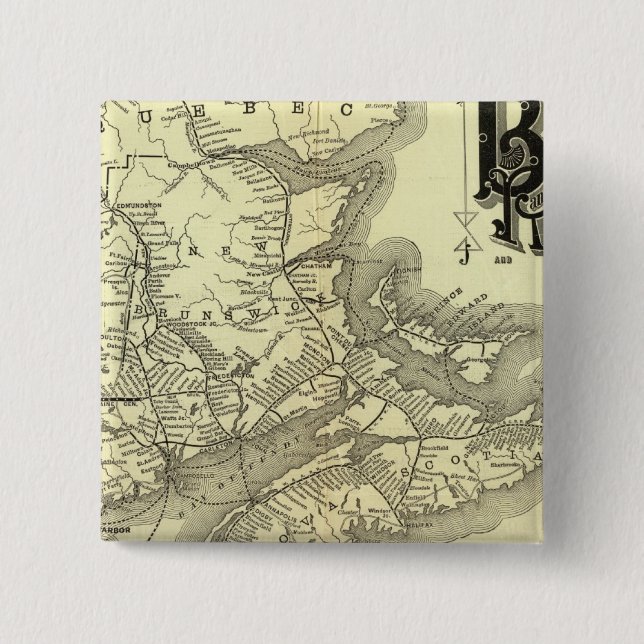 Bóton Quadrado 5.08cm Mapear Boston e Maine Railroad 2 (Frente)