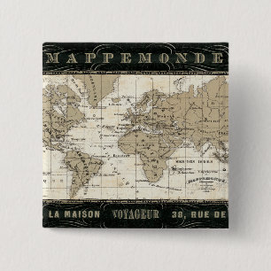 Bóton Quadrado 5.08cm Mappemonde