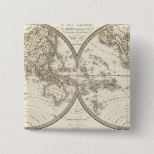 Bóton Quadrado 5.08cm Mappemonde - Mapa Mundial