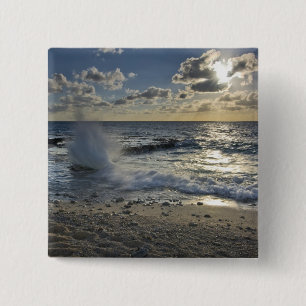 Bóton Quadrado 5.08cm Mar Caribe, Ilhas Cayman.  Ondas em queda