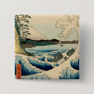 Bóton Quadrado 5.08cm Mar Japonês de Satta Hiroshige Art
