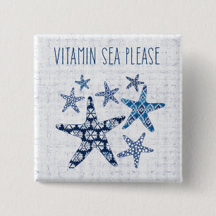 Bóton Quadrado 5.08cm Mar litoral da vitamina da arte por favor