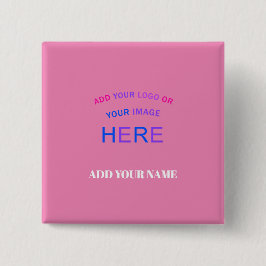 Bóton Quadrado 5.08cm Marca comercial personalizável de tendência, rosa
