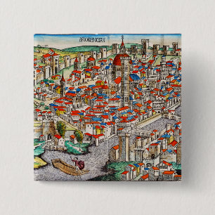 Bóton Quadrado 5.08cm Marco histórico medieval de Florença na Itália