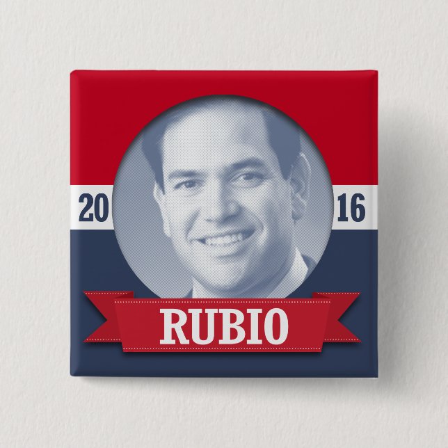 Bóton Quadrado 5.08cm Marco Rubio 2016 (Frente)