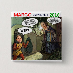 Bóton Quadrado 5.08cm Marco Rubio para o presidente 2016
