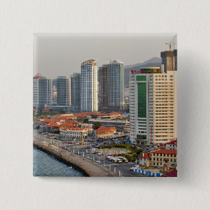 Bóton Quadrado 5.08cm Marginal com a silhueta da cidade de Yantai, Shand