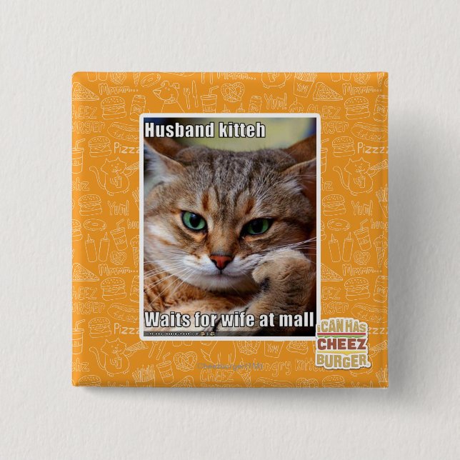 Bóton Quadrado 5.08cm Marido Kitteh (Frente)