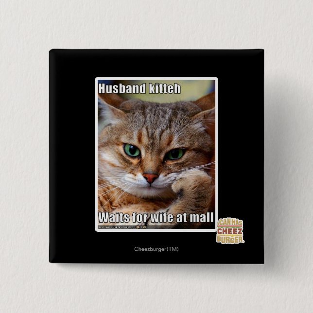Bóton Quadrado 5.08cm Marido Kitteh (Frente)