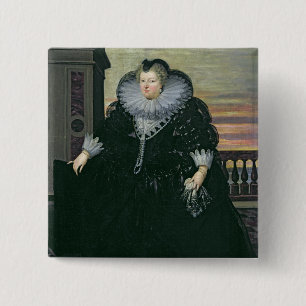 Bóton Quadrado 5.08cm Marie de Medici Rainha de France, 1617