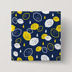 Bóton Quadrado 5.08cm Marinho Blue Lemon Art - Refrescando o Citrus Desi
