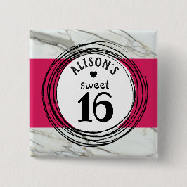 Bóton Quadrado 5.08cm Mármore elegante, tenente adolescente moderna