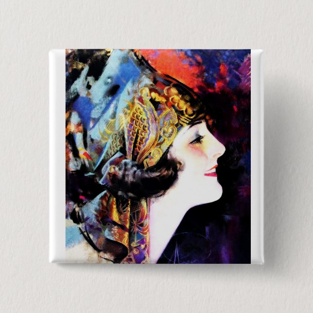 Bóton Quadrado 5.08cm Martha Mansfield (Frente)