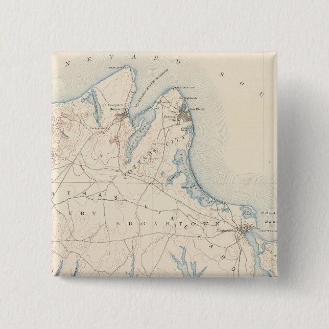 Bóton Quadrado 5.08cm Martha's Vineyard, Massachusetts (Frente)