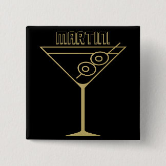 Bóton Quadrado 5.08cm Martini de Oliva Dourado Estilo Moderno de Meados