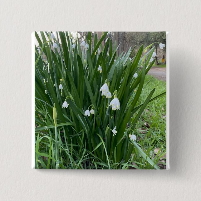 Bóton Quadrado 5.08cm Mărțișor - Botão Ghiocei (Frente)