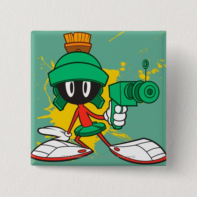 Bóton Quadrado 5.08cm MARVIN THE MARTIAN™ WITH A Laser (Frente)