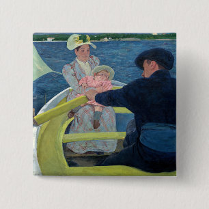 Bóton Quadrado 5.08cm Mary Cassatt - O Grupo de Remo