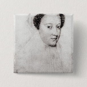 Bóton Quadrado 5.08cm Mary, rainha de escocês na lamentação branca, 1