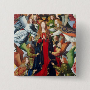Bóton Quadrado 5.08cm Mary, rainha do céu, C. 1485 - 1500