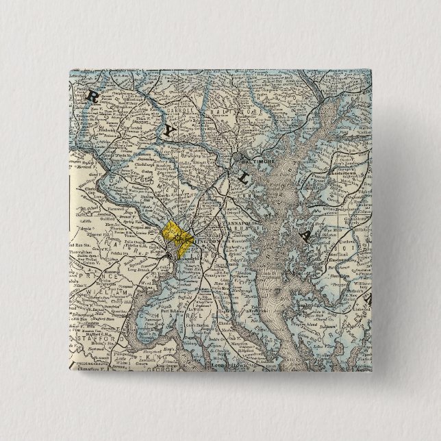 Bóton Quadrado 5.08cm Maryland, DC e Delaware (Frente)
