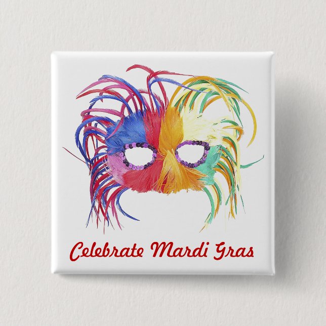 Bóton Quadrado 5.08cm Máscara com Cores - (Frente)